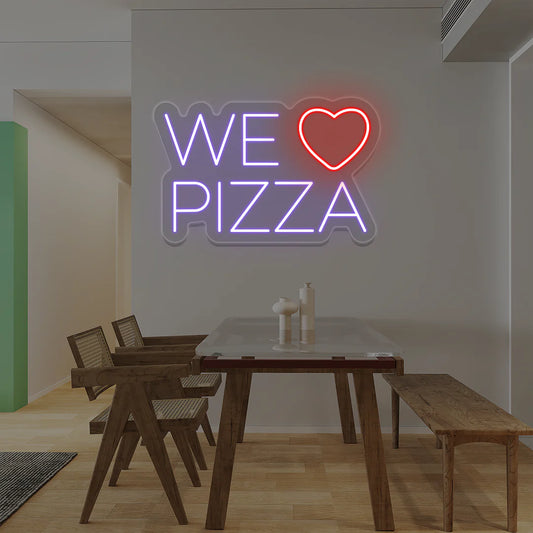 We Love Pizza Neon Signs | Ciao Bella & La Dolce Vita Restaurant Lights (24In x 18In)