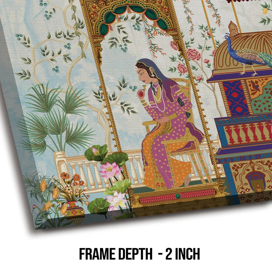 Mughal Queen, Traditional Canvas Art, Framed Abstract Canvas Wall Art for Bedroom
