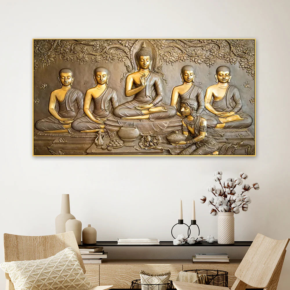 Eurotex Teachings Of Buddha, Canvas Printed, Panoramic Wall Painting Eurotex