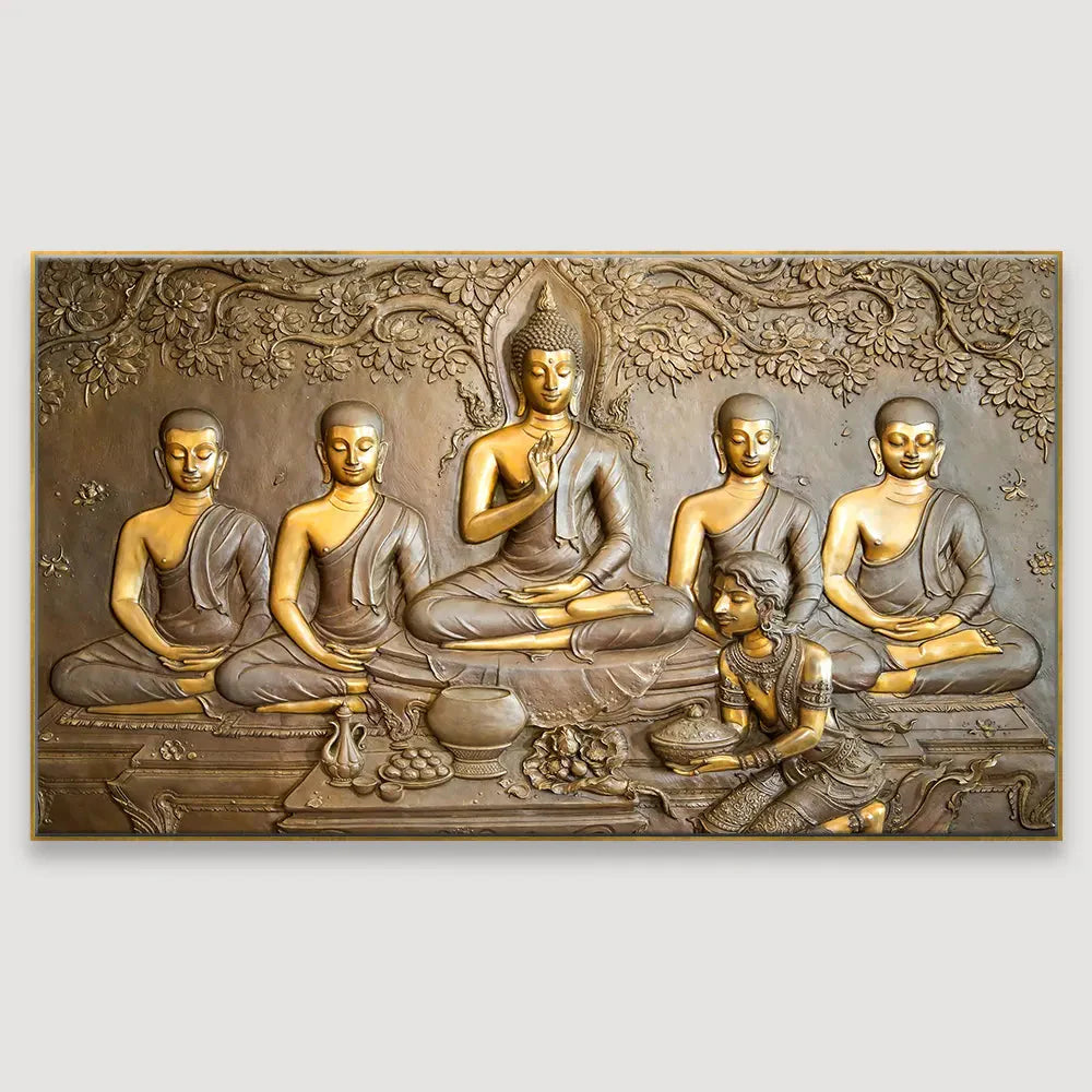 Eurotex Teachings Of Buddha, Canvas Printed, Panoramic Wall Painting Eurotex