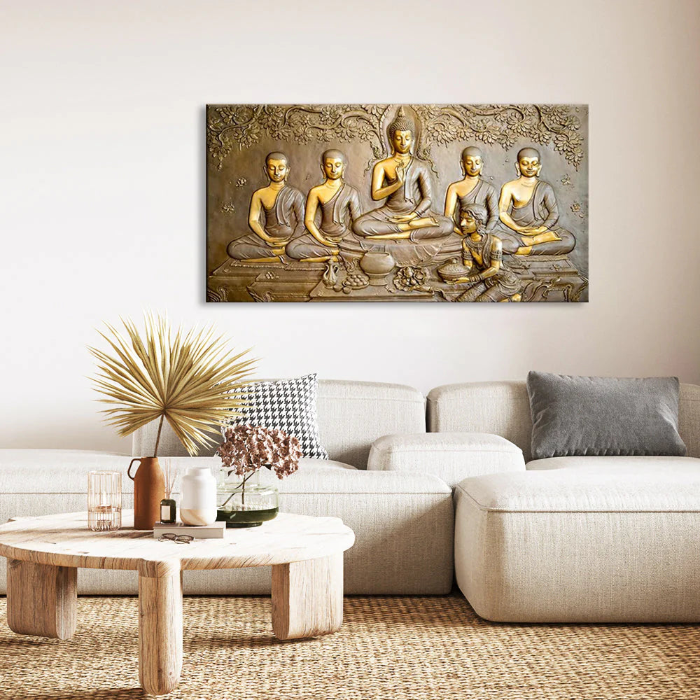 Eurotex Teachings Of Buddha, Canvas Printed, Panoramic Wall Painting Eurotex