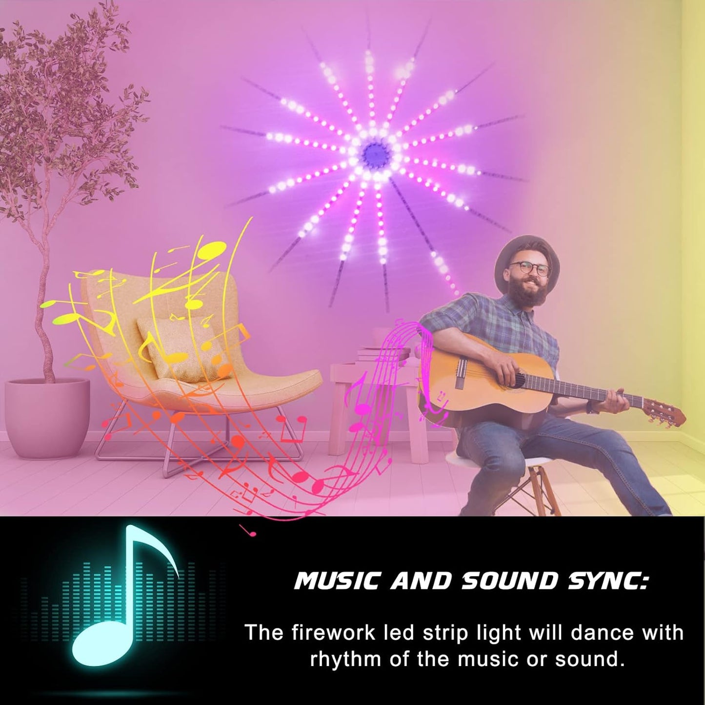 Eurotex Firework Led Strip Light, With Smart App & Remote Control (5V, Usb Powered)