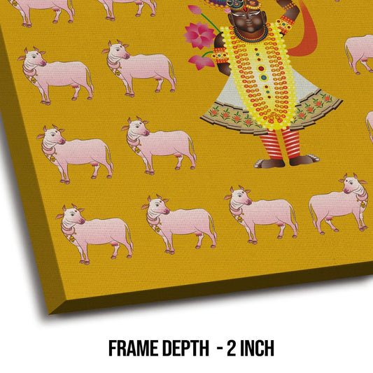 Shirnathji, Kalighat Art, Framed Abstract Canvas Wall Art for Bedroom