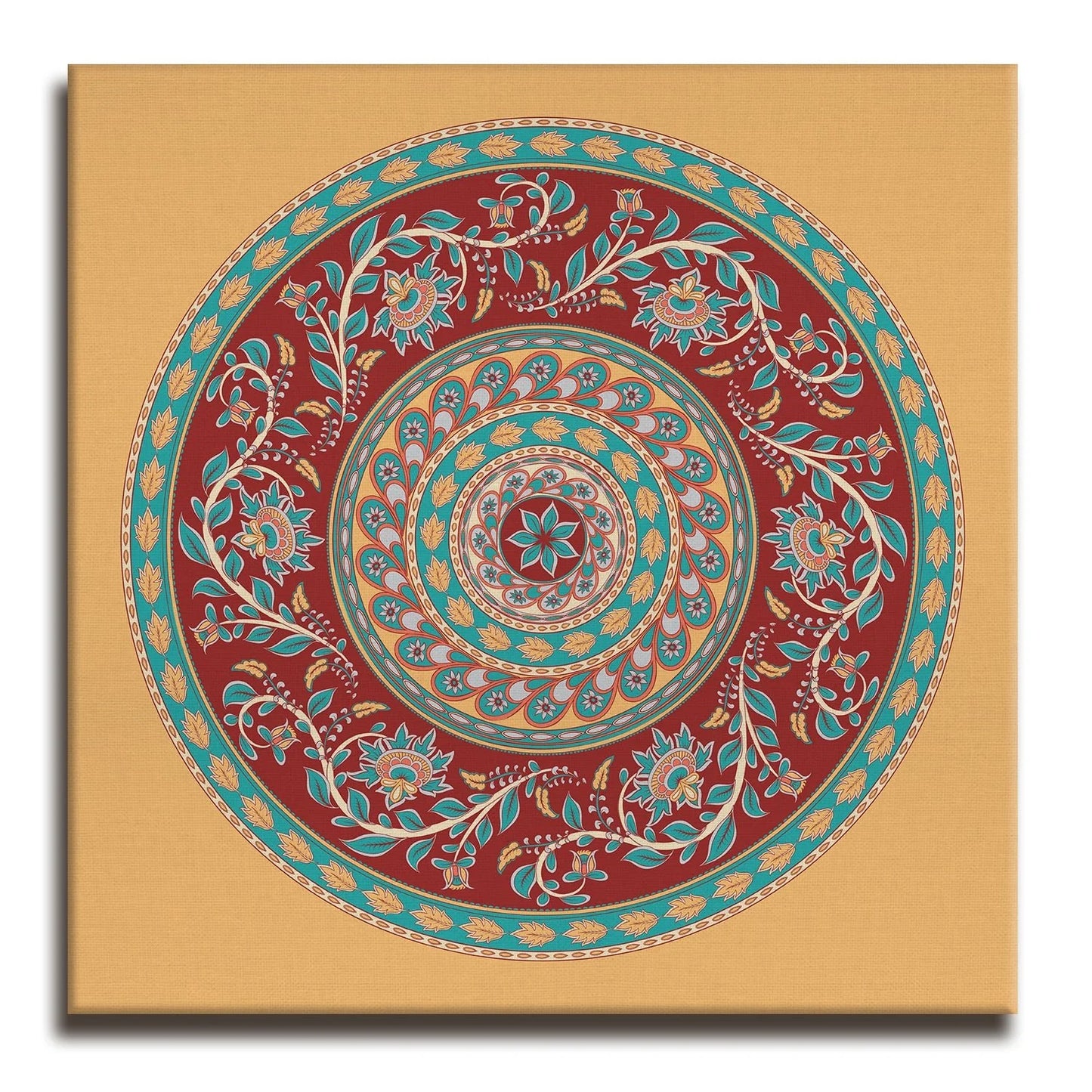 Circle Texture, Kalamkari Art, Framed Abstract Canvas Wall Art for Bedroom