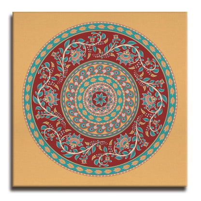 Circle Texture, Kalamkari Art, Framed Abstract Canvas Wall Art for Bedroom