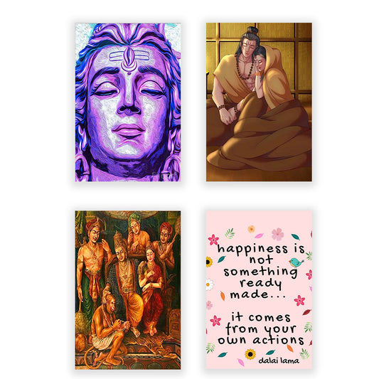 Eurotex Religious Wall Poster for Wall Decor, Pack of 4 (A3, 12 x 18 In) Eurotex