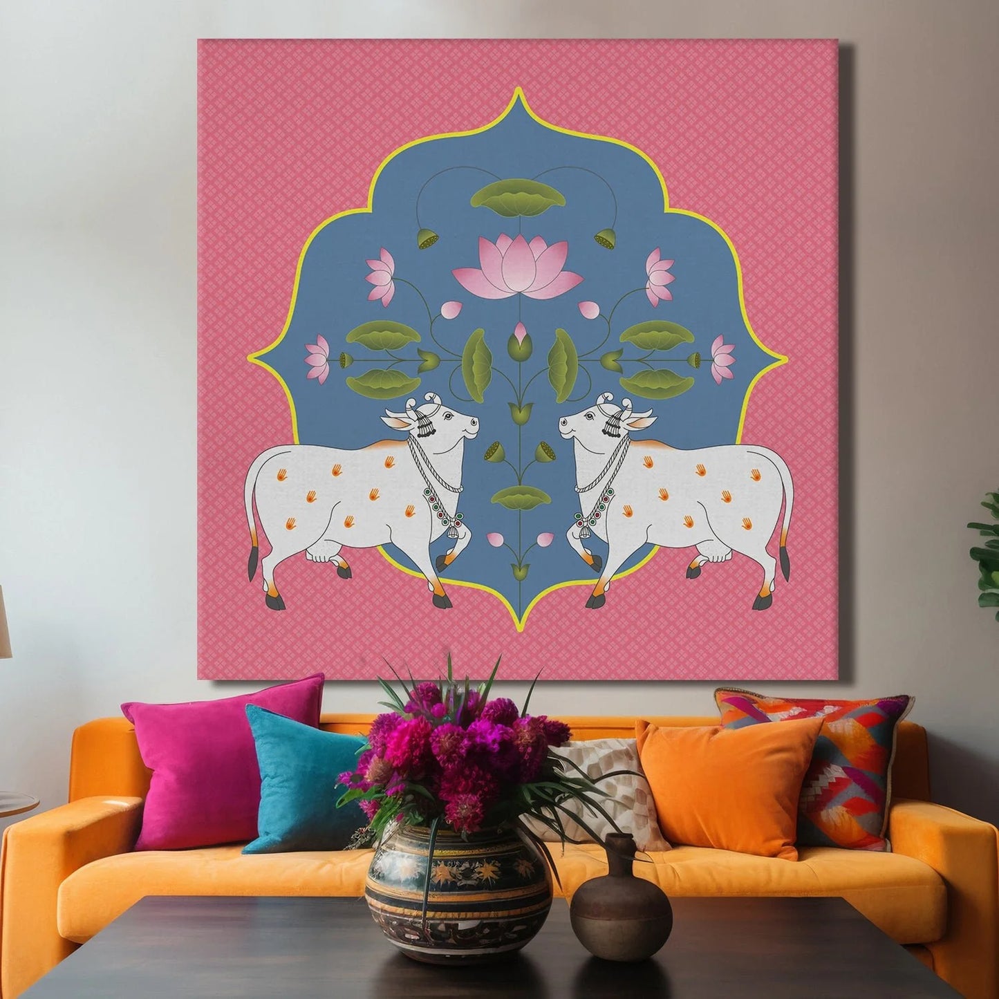 Divine Duo, Framed Abstract Canvas Wall Art for Bedroom