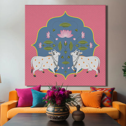 Divine Duo, Framed Abstract Canvas Wall Art for Bedroom