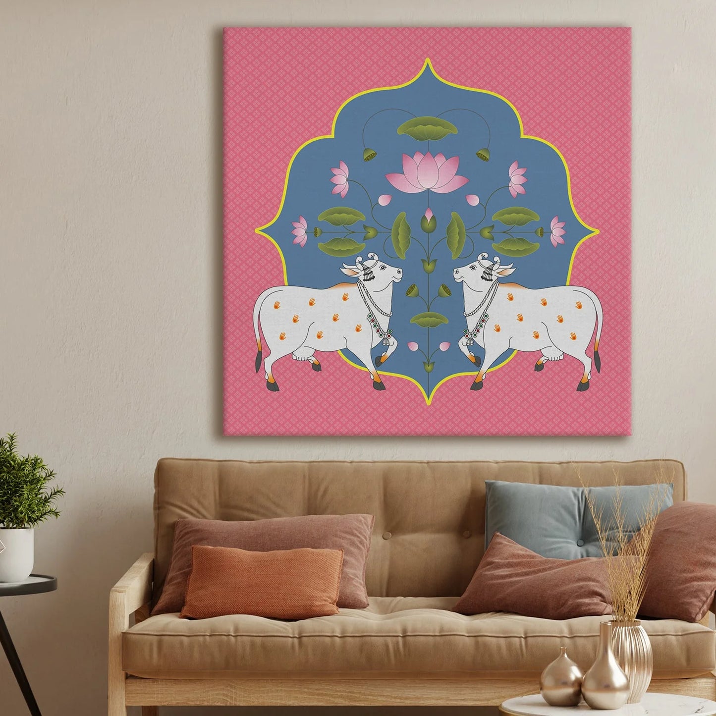 Divine Duo, Framed Abstract Canvas Wall Art for Bedroom