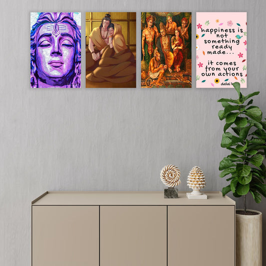 Eurotex Religious Wall Poster for Wall Decor, Pack of 4 (A3, 12 x 18 In) Eurotex